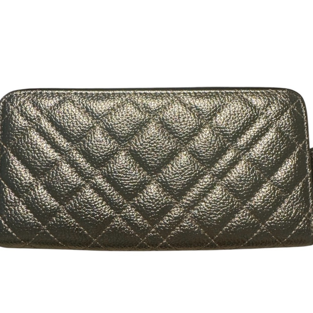 Kurt Geiger London Gold Metallic Quilted Zip-Around Wallet - Picture 4 of 10